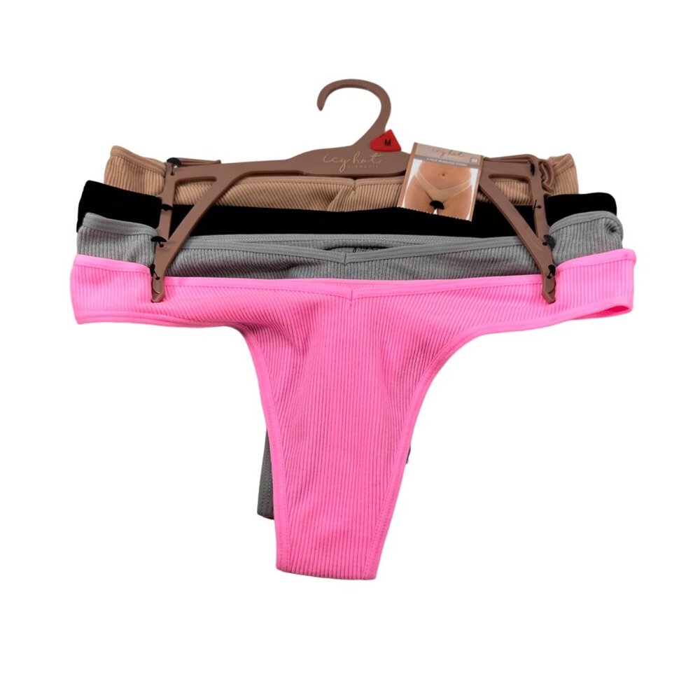Lot of 4 Icy Hot Lingerie Women's Size Medium Panty Thong Assorted Color New